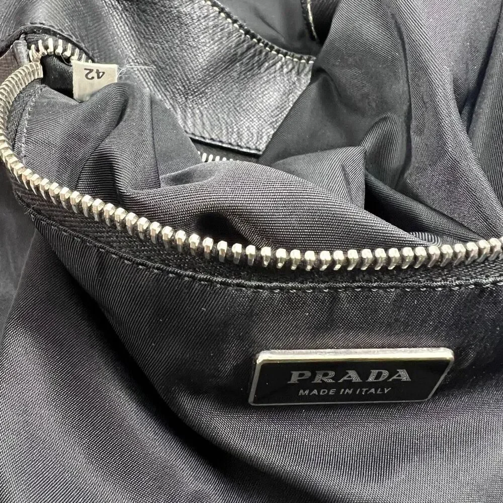 Prada Leather/Nylon Buckled Satchel Tote Bag